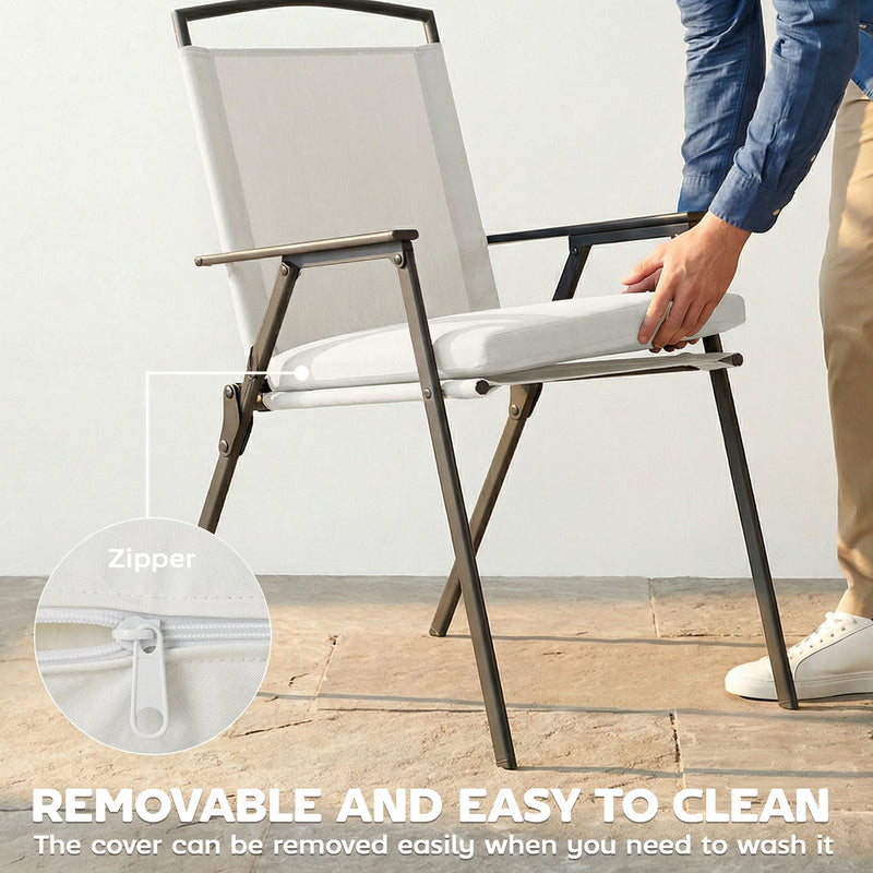 Outdoor Chair Cushion Set for Garden Comfort with Water Resistant Covers Cream White Outsunny