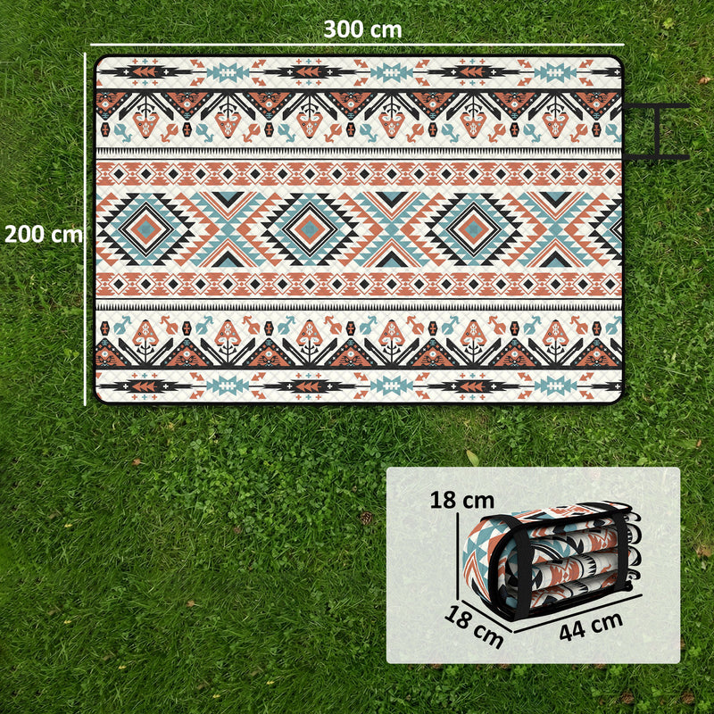 Camping Mat for 4 People Waterproof and Padded for Picnics and Outdoor Use Colourful AOSOM