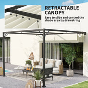 3 x 3m Outdoor Pergola with Retractable Canopy Cream White by Outsunny
