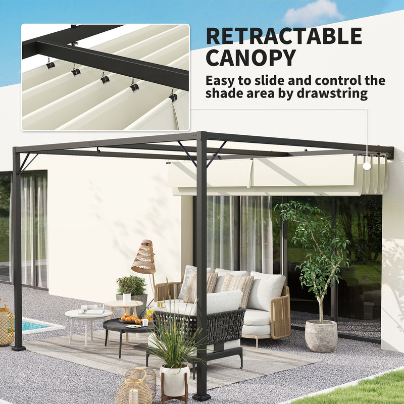 3 x 3m Outdoor Pergola with Retractable Canopy Cream White by Outsunny