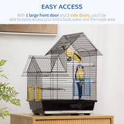 Metal Bird Cage for Finches and Canaries with Tray Swing Ring and Feeders, Grey