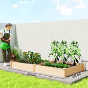 Raised Wooden Garden Planter Box With Divider For Vegetables Herbs And Flowers Natural AOSOM