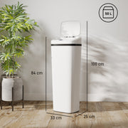 50L Touchless Kitchen Bin with Motion Sensor for Hygienic Waste Disposal White AOSOM