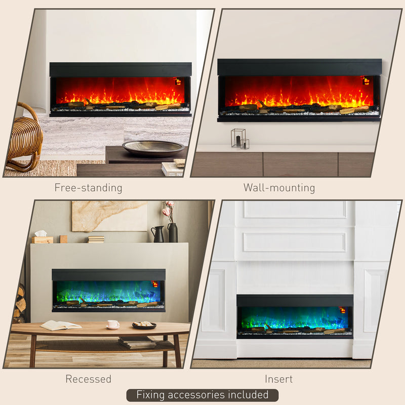 Glass Panel Convector Heater 1800W with Adjustable Flame and Temperature Control by Homcom