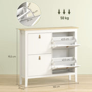 White Modern Shoe Storage Cabinet with Four Deep Drawers for Hallway Organising by HOMCOM