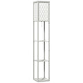 Grey and White Three Shelf Floor Lamp with Fabric Shade for Living Rooms by HOMCOM