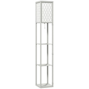 Grey and White Three Shelf Floor Lamp with Fabric Shade for Living Rooms by HOMCOM