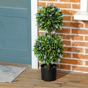 Set of 2 Artificial Ball Trees with Blue Lavender Flowers in Pots 70cm by HOMCOM