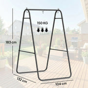 Hammock Chair Stand for Indoor or Outdoor Relaxation with Weather Resistant Steel Frame Black AOSOM