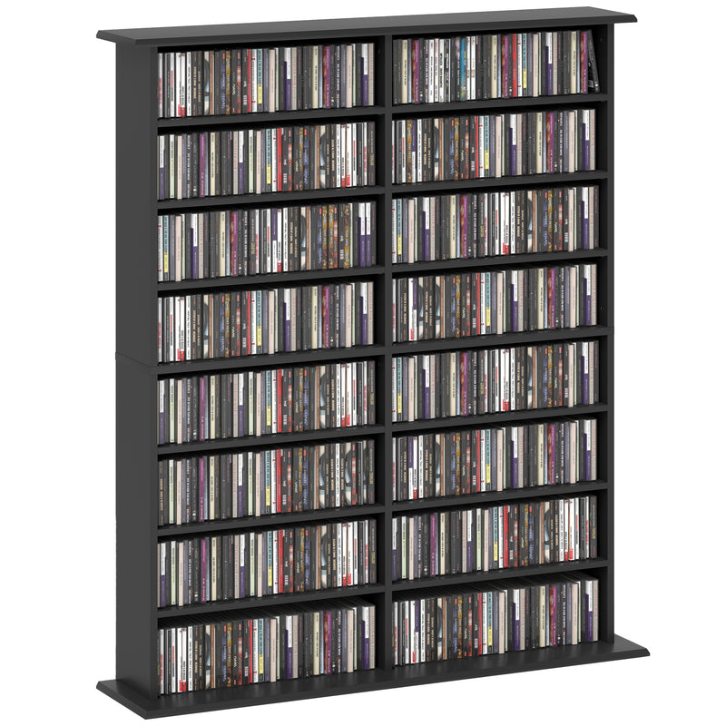 Black Media Storage Cabinet Holds 720 CDs or 396 DVDs with Adjustable Shelves