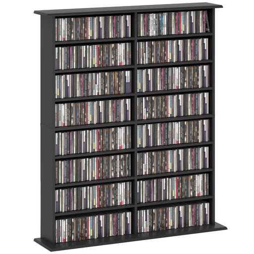 Black Media Storage Cabinet Holds 720 CDs or 396 DVDs with Adjustable Shelves