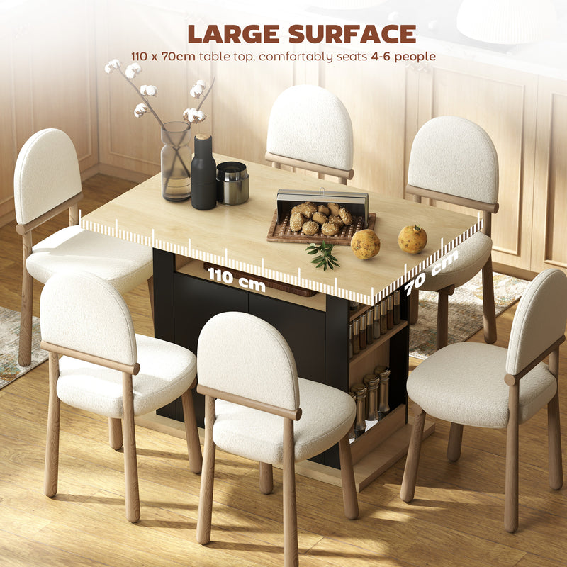 Kitchen Island Table with Storage for Dining and Organising in Family Homes Black AOSOM