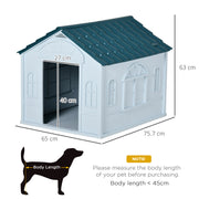 Medium Plastic Dog House Weather Resistant for Indoor and Outdoor Use White and Blue