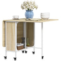 Extendable Six Seater Drop Leaf Dining Table Ideal for Family Meals Natural White