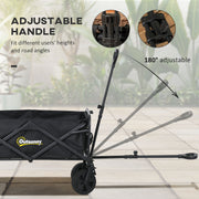 Black Folding Festival Trolley Cart With Steel Frame Wheels and Handle for Easy Storage