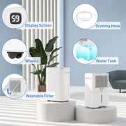 White 20L Per Day Portable Dehumidifier with Washable Filter for Home Use by HOMCOM