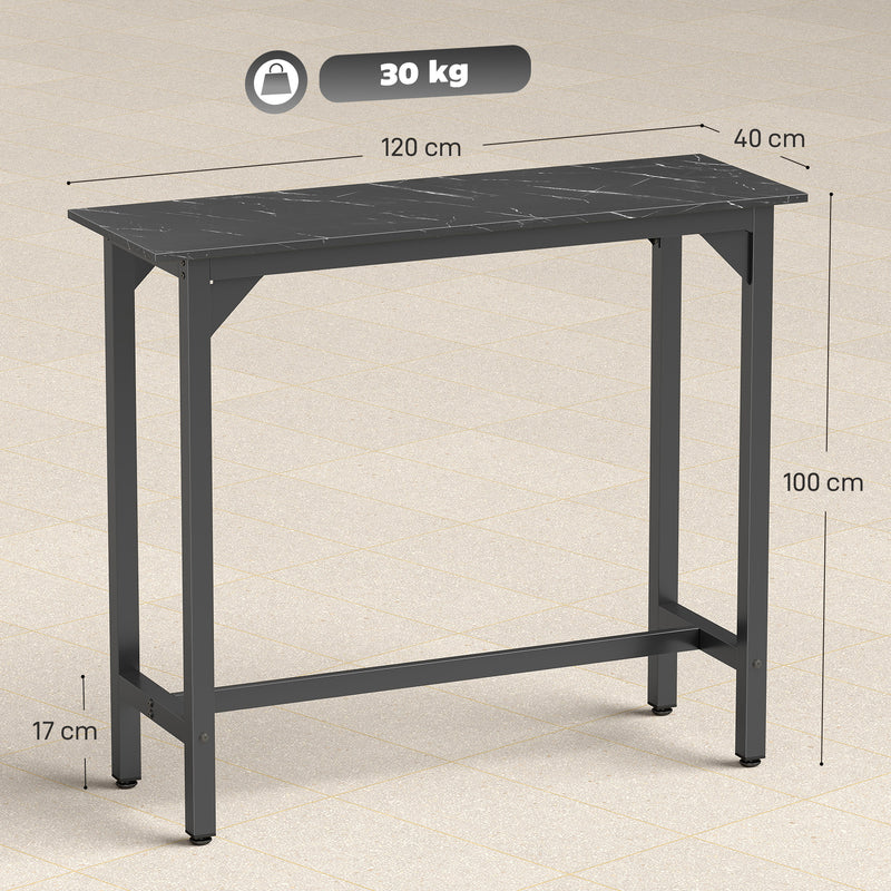 Bar Table for Small Spaces with Easy Clean Marble Effect Top Black Marble Effect AOSOM