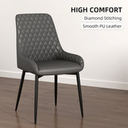 Set of 4 Quilted PU Leather Dining Chairs with Metal Legs for Modern Home Dining Grey