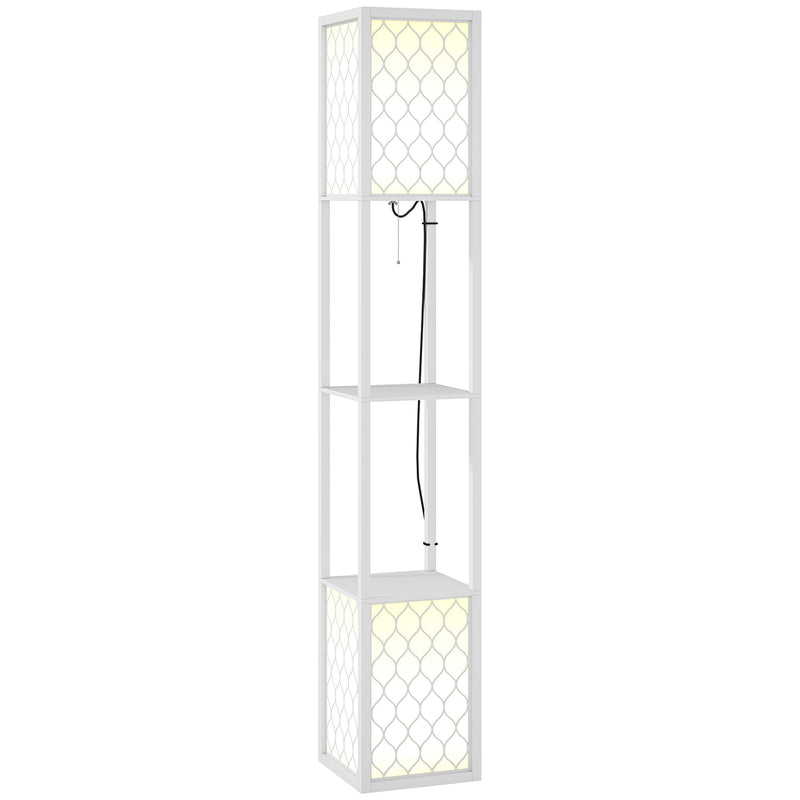 White Floor Lamp with Shelves Duo Light Design for Storage and Display by HOMCOM