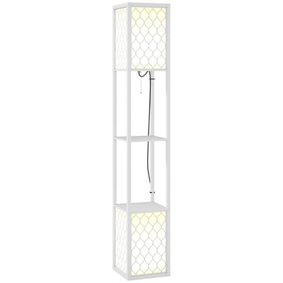 White Floor Lamp with Shelves Duo Light Design for Storage and Display by HOMCOM