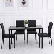 Set of 4 Upholstered Faux Leather Dining Chairs with Metal Legs for Kitchen or Lounge Black