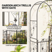 Garden Arch Trellis with Double Gate for Climbing Plants and Privacy Black Outsunny