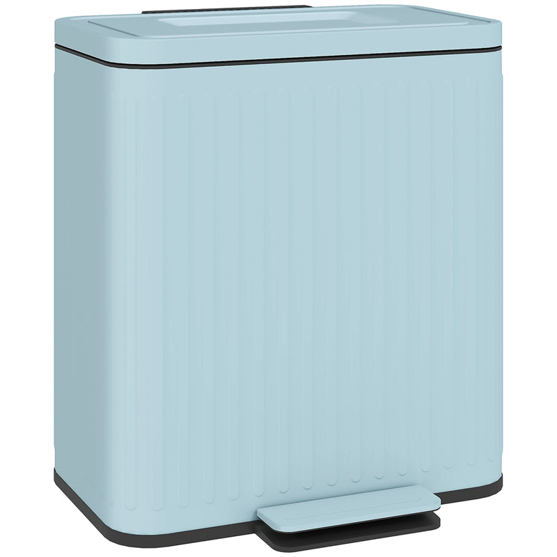 Double Indoor Kitchen Recycling Pedal Bin With Soft Close Lid Removable Buckets 40L by HOMCOM