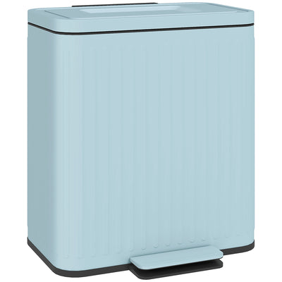 Double Indoor Kitchen Recycling Pedal Bin With Soft Close Lid Removable Buckets 40L by HOMCOM