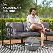 Grey 3 Piece L Shaped Garden Furniture Set with Cushions by Outsunny