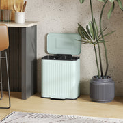 40L Double Compartment Indoor Recycling Bin with Soft Close Lid and Pedal in Green