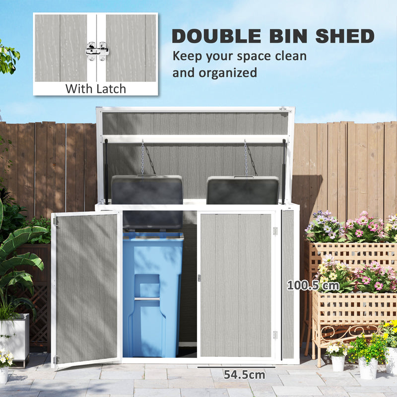 Light Grey Lockable Garden Storage Shed for Tools and Wheelie Bins with Openable Lid by Outsunny