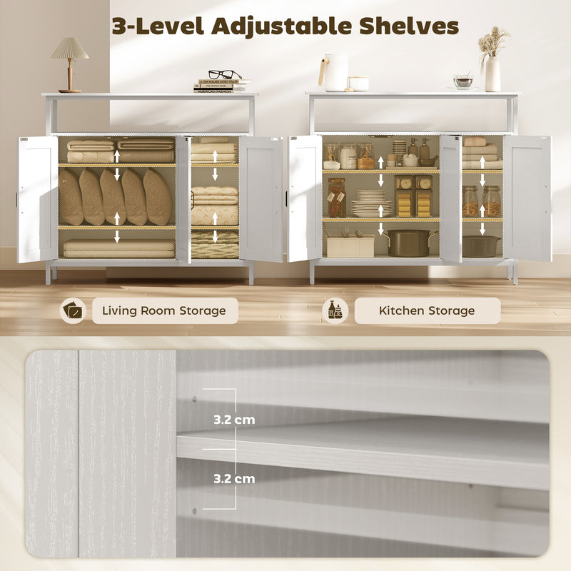 Kitchen Sideboard with Adjustable Shelves for Organised Storage White AOSOM