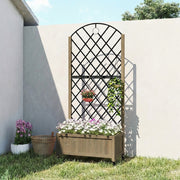 Wooden Planter with Metal Trellis and Wheels for Privacy and Climbing Plants Carbonised Finish Outsunny