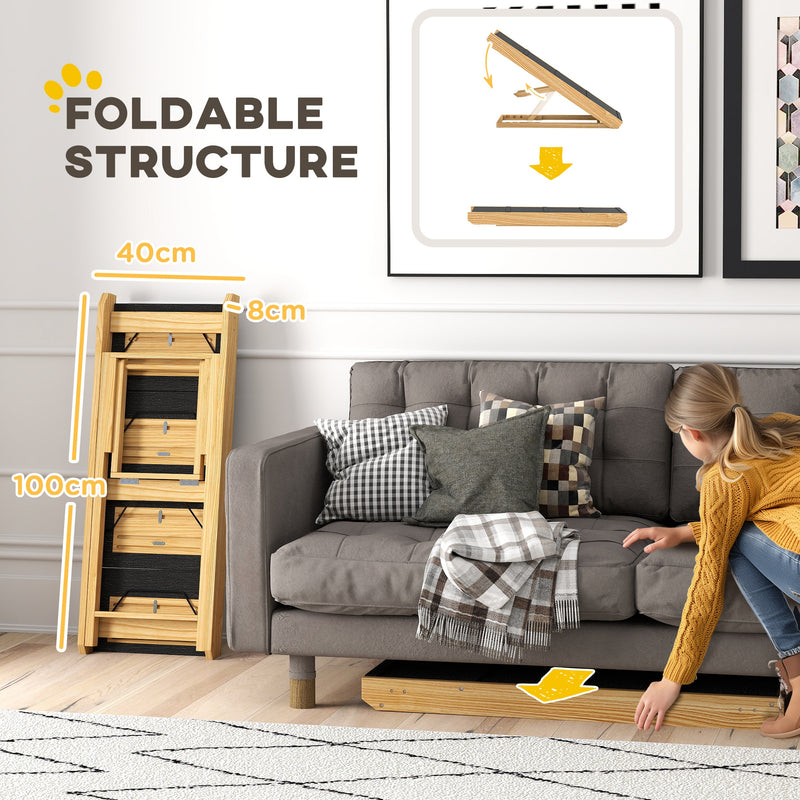 Adjustable 4 Step Dog Ramp For Large Dogs With Non Slip Folding Design For Bed Or Sofa Grey AOSOM