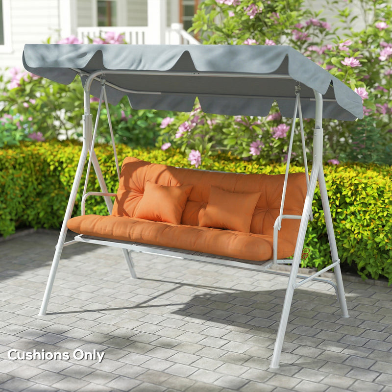 Garden Chair Cushion and Pillow Set for Comfortable Outdoor Seating Orange AOSOM