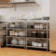 4 Tier Kitchen Storage Rack with Adjustable Shelves for Small Spaces, Silver Tone