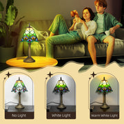 Tiffany Style Table Lamp With Stained Glass Shade Ideal For Bedroom Or Lounge Lighting Green