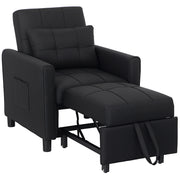 Black Linen Look Single Chair Bed Sofa Folding Design by HOMCOM