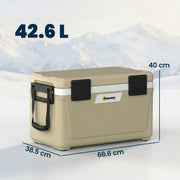 Cooler Box for Camping and Picnics Keeps Food and Drinks Cold for 72 Hours Khaki Black Outsunny