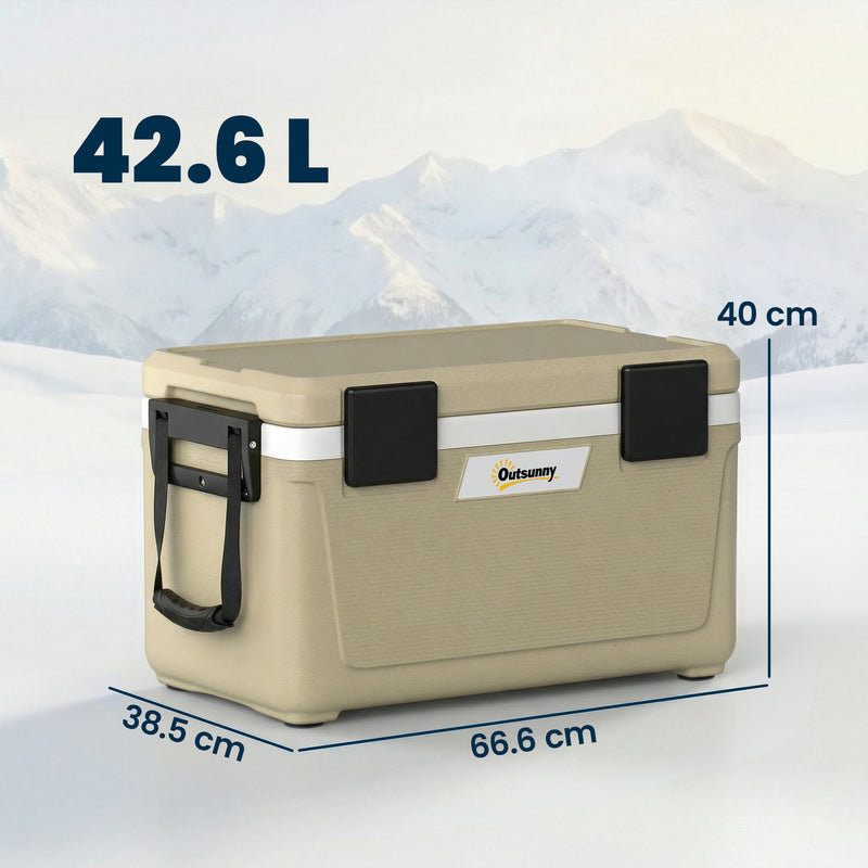 Cooler Box for Camping and Picnics Keeps Food and Drinks Cold for 72 Hours Khaki Black Outsunny