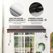 3 x 2.5m Electric Awning with LED Light Remote Control and UV50+ Canopy Dark Grey by Outsunny