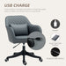 Grey Microfibre Office Chair with Massage Lumbar Support and Wheels for Home and Office by Vinsetto