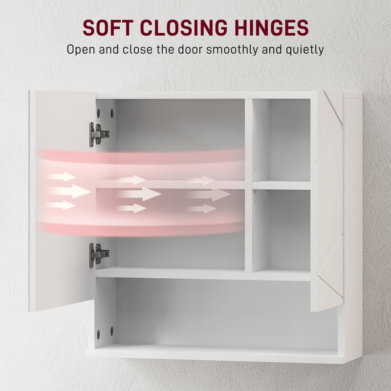 White Wall Mounted Bathroom Cabinet with Shelves for Storage and Organisation