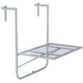 Grey Folding Metal Balcony Hanging Table Adjustable Wall Mount Desk for Garden and Patio by Outsunny