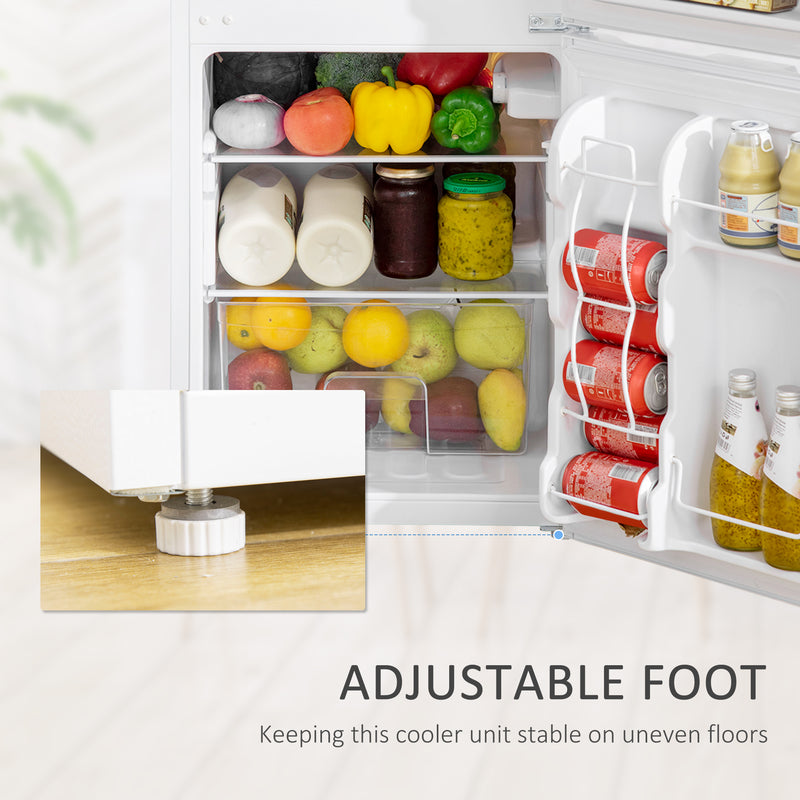 88L Under Counter Fridge Freezer with Adjustable Settings and 3 Star Freezer Rating, White