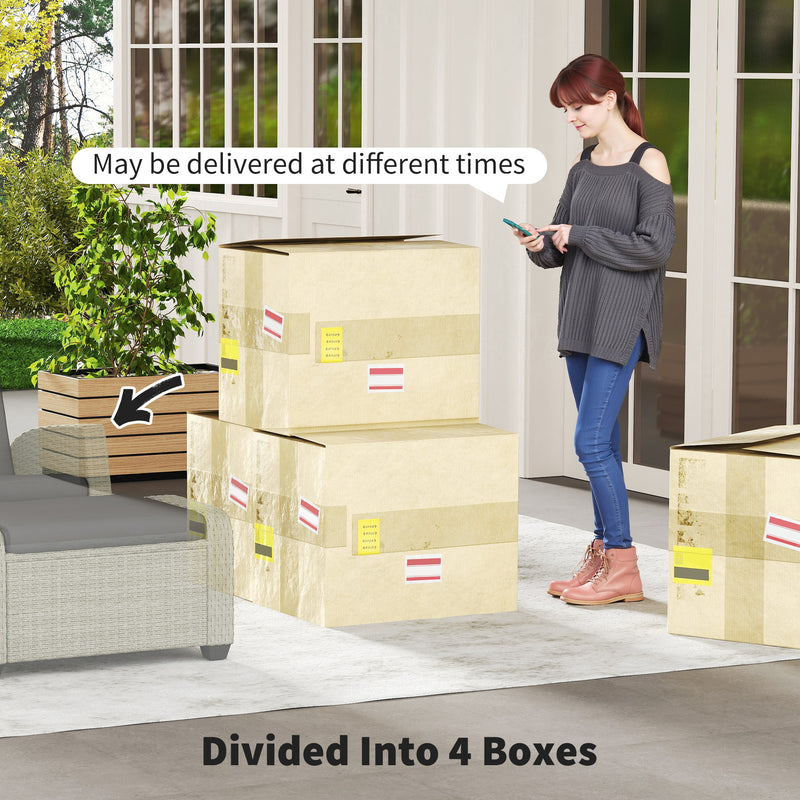 5pc Rattan Outdoor Lounger Furniture Set with Cushions in Charcoal Grey by Outsunny