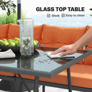 Modular Garden Sofa Set with Table and Stools for Flexible Outdoor Seating, Charcoal Grey With Orange Cushions Outsunny
