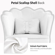 White Velvet Feel Petal Back Office Chair with Swivel and Height Adjustment by HOMCOM