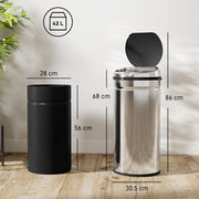 Automatic 42L Automatic Kitchen Sensor Bin with Soft Close Lid Ideal for Home Use, Stainless Steel