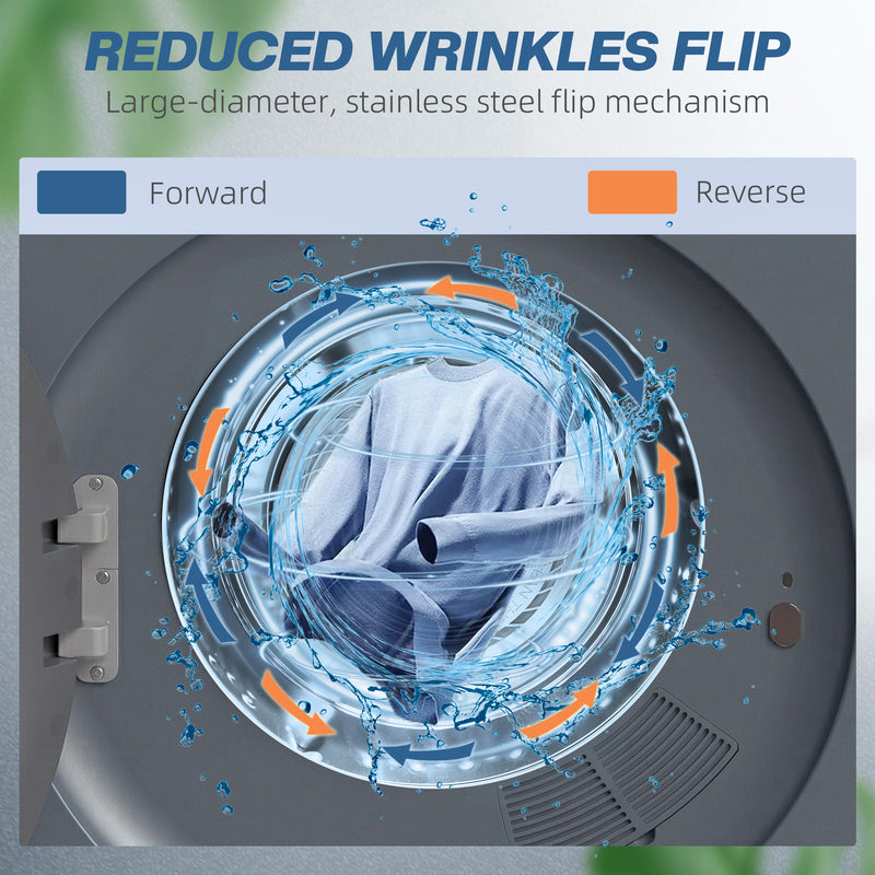 Compact Tumble Dryer for Small Homes with Space Saving Design and Easy Controls Grey AOSOM
